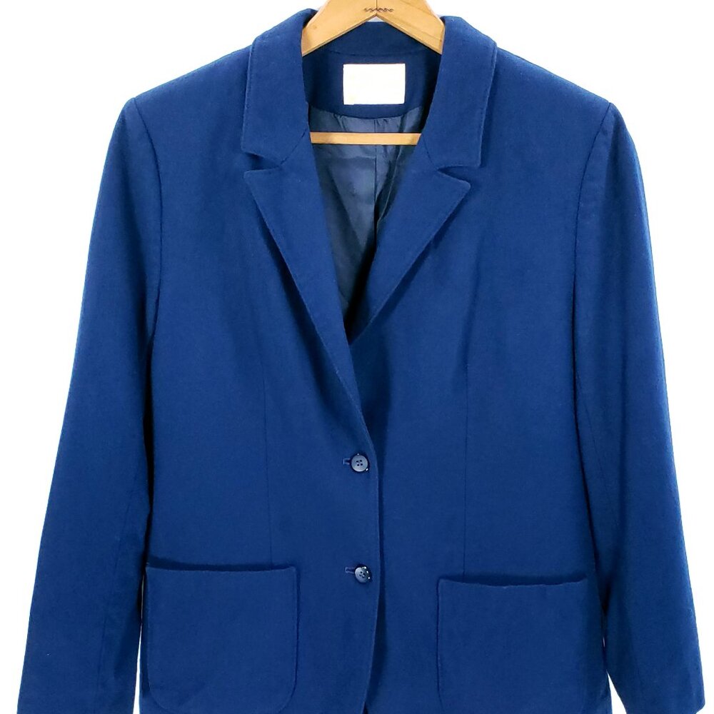 Vintage Pendleton Blazer Jacket Women's 12 Blue Virgin Wool Button Front